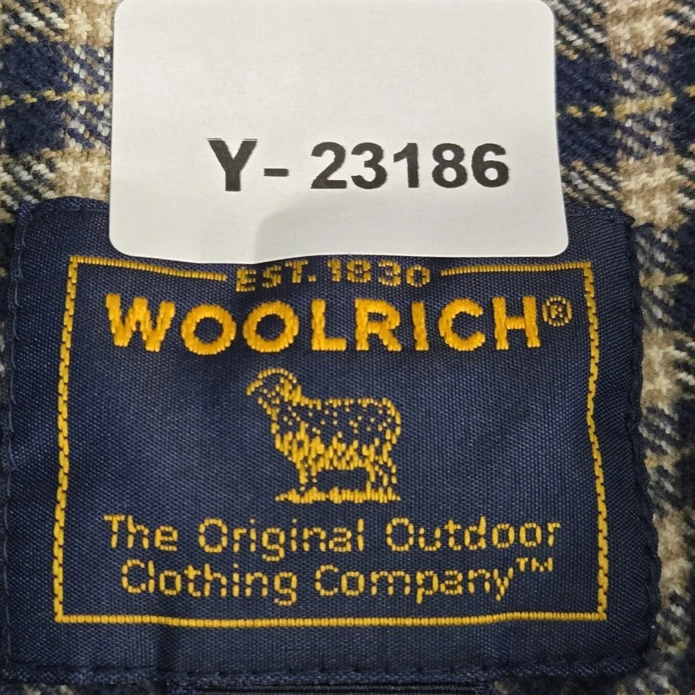 Woolrich‎ Men Button Up Shirt XXL Navy Check Flannel Western Gorpcore
